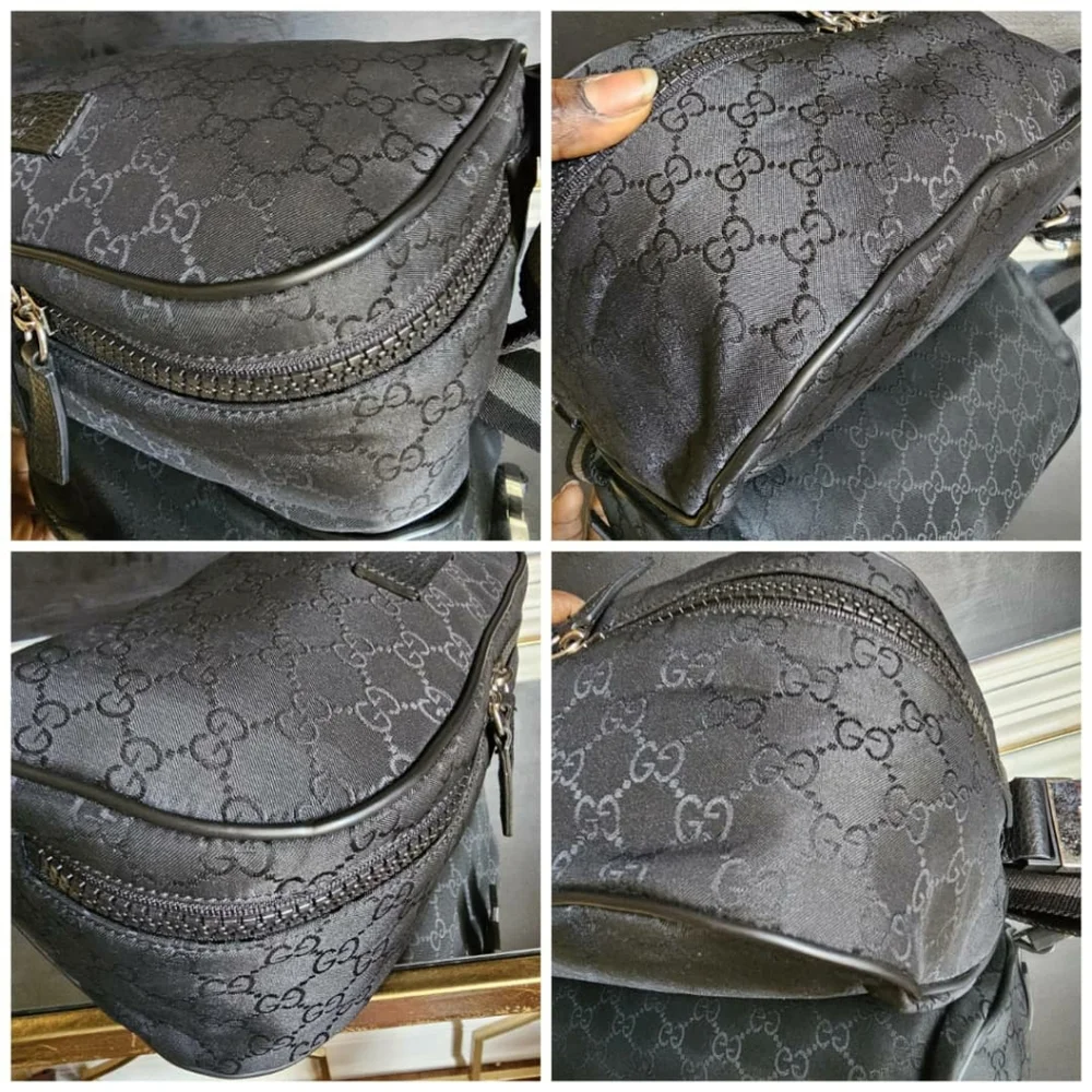 GUCCI Nylon Monogram Fanny Pack Belt Bag Black